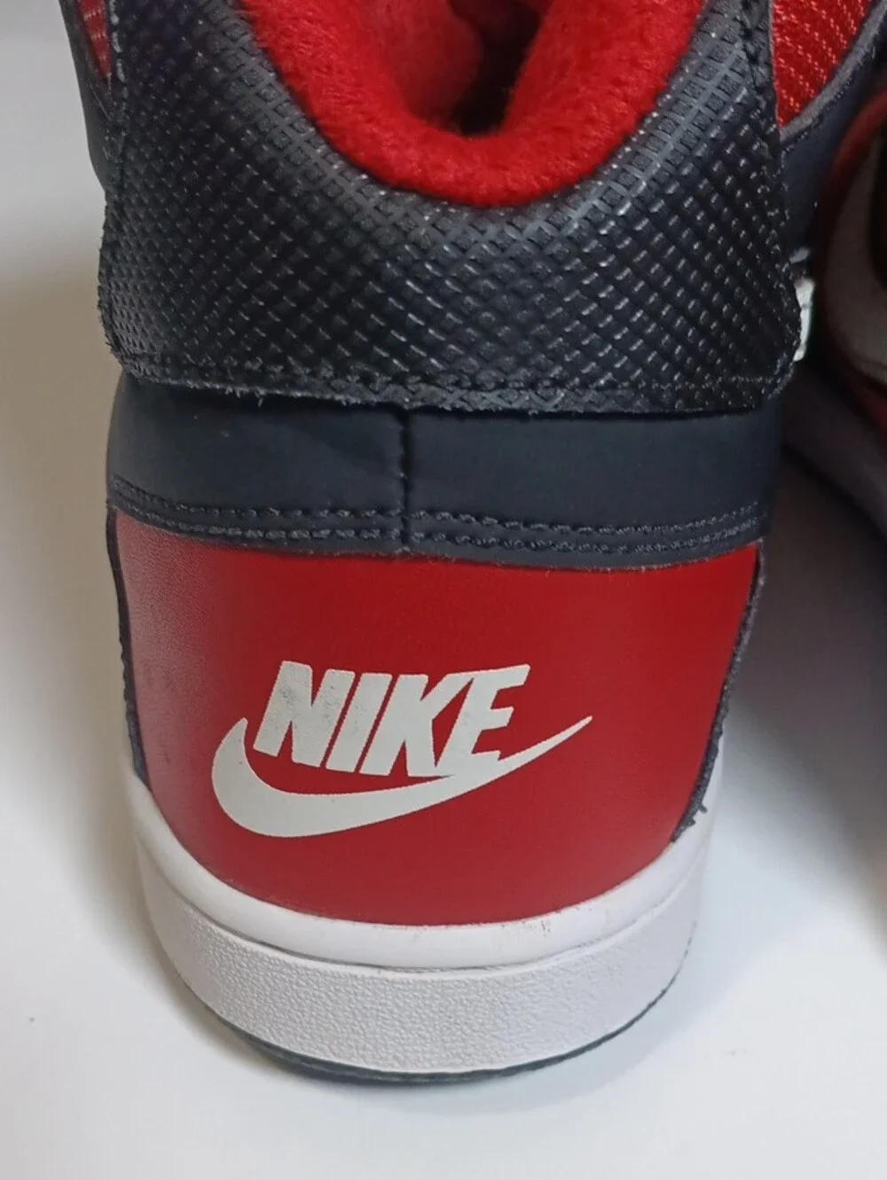 Nike 2015 Force Men's High-Top Sneakers in Black, Red and White Swoosh